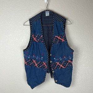 Cascade Blues Vintage Embroidered Granny Vest
